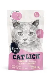 KITTY JOY лакомство для кошек, крем-пюре с курицей и креветками