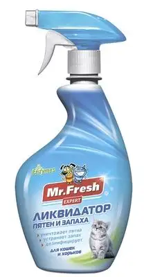 Купить mr.fresh ликвидатор пятен и запаха 3в1 для кошек, спрей