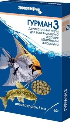 Купить ЗООМИР Гурман-3 корм деликатес для всех рыб (размер гранул 3 мм), коробка