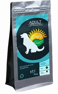LiveRA Adult сухой корм для взрослых собак всех пород мясо домашней птицы по-деревенски