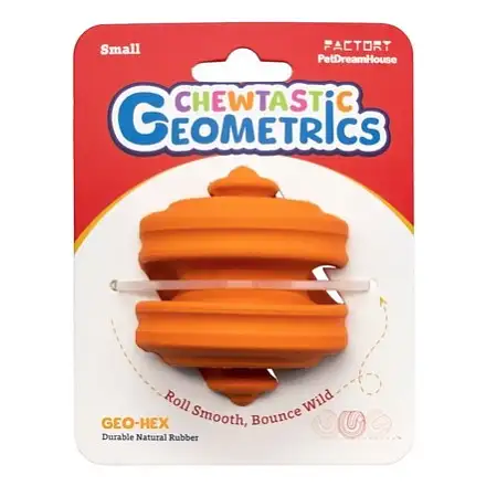 Купить petdreamhouse игрушка интерактивная для собак из натурального каучука chewtastic geometrics geo-hex оранжевая