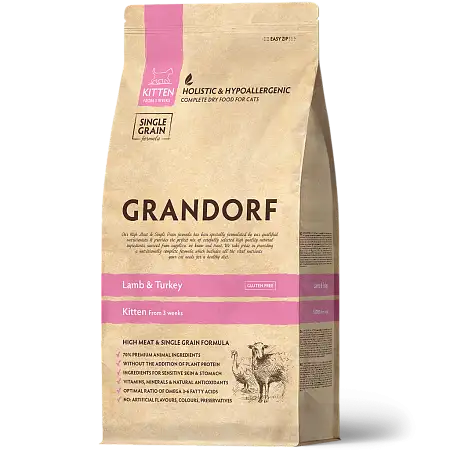 Купить grandorf сухой низкозерновой корм для котят с ягненком и индейкой