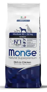 Monge Dog Medium сухой корм для пожилых собак средних пород с курицей