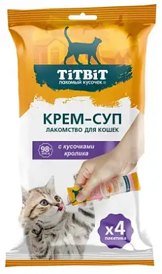 TITBIT Лакомства для кошек крем-суп с кусочками кролика